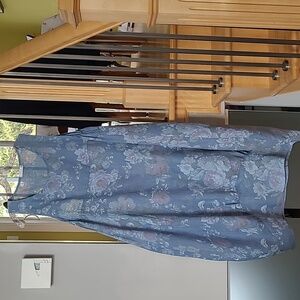 ME & GEE Linen Light Blue Floral Maxi Dress